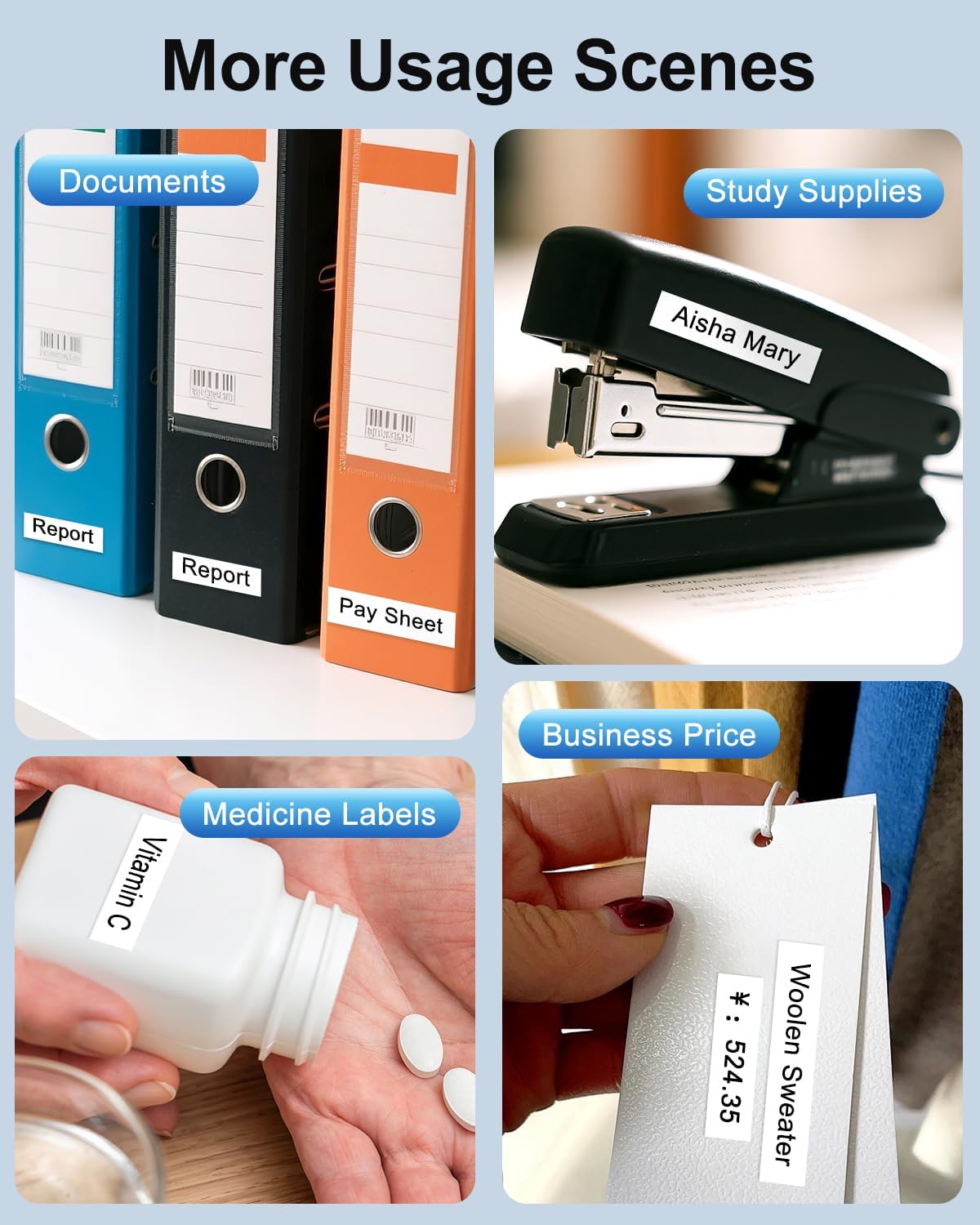 TZe-231 Label Tape 12mm Replacement for Brother Label Maker Tape 12mm 0.47 Laminated White TZ-231 TZe231 TZ Tape Work for Brother P Touch PT-H110 PTD210 D220 D400 D600 1280, 4PK