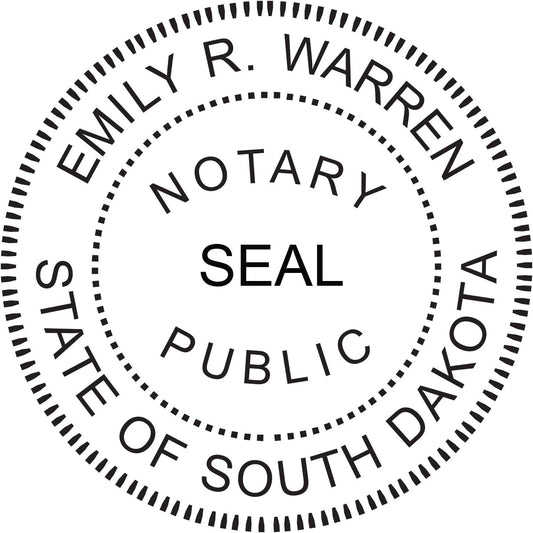 Round Notary Stamp for State of South Dakota- Self Inking Stamp - Top Brand Unit with Bottom Locking Cover for Longer Lasting Stamp - 5 Year Warranty