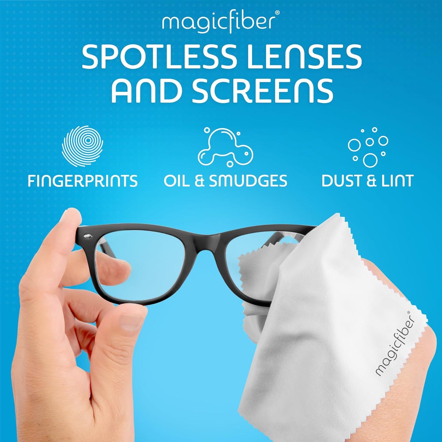 MagicFiber Microfiber Cleaning Cloths, 2 Pack - Premium Cloth for Glasses, Lens, Screens & More