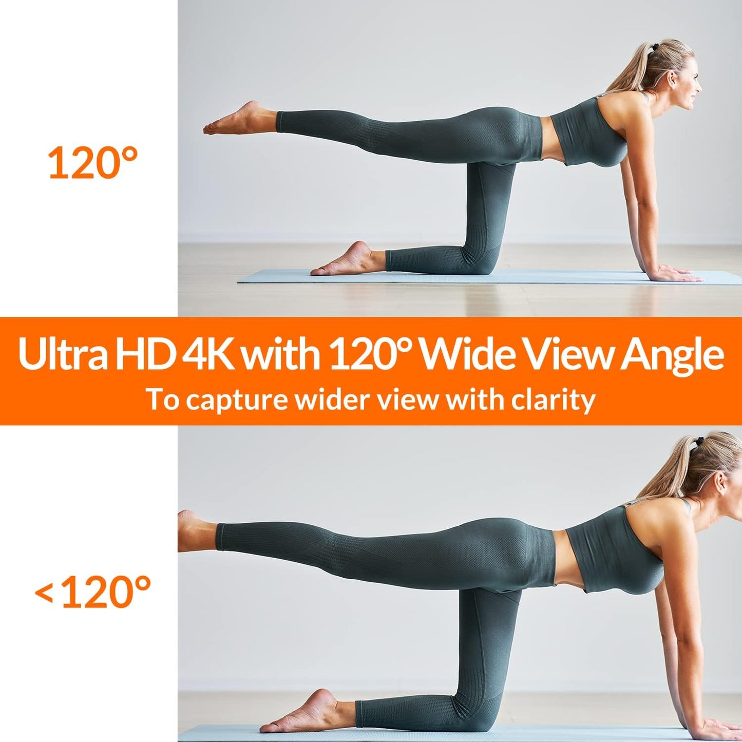 Innex C470 4K Webcam with Microphone, AI Auto-Framing, 5X Digital Zoom, Auto Light Correction, for Zoom, Microsoft Teams, 120 Degree Wide Angle Webcam for PC, Mac, Windows, Video Call, Live Streaming