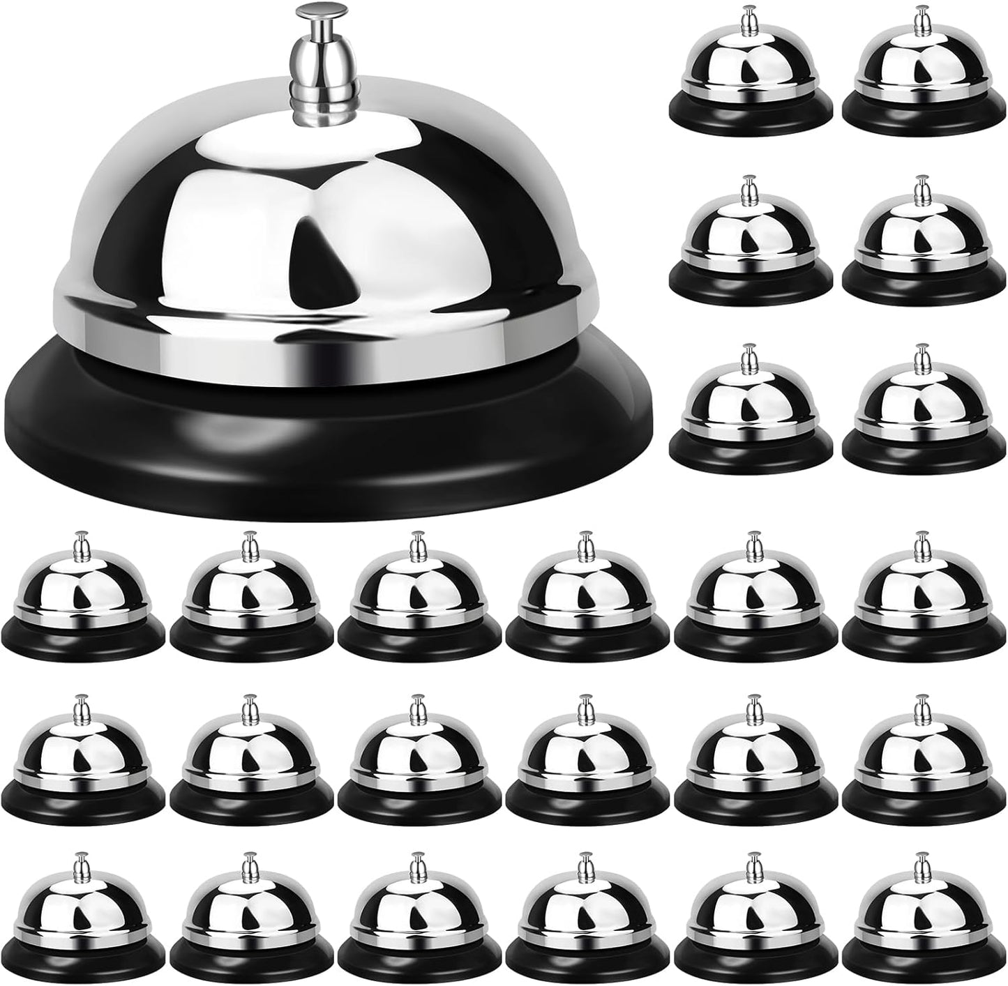 Yexiya 24 Pack Call Bell 3.35 Inch Diameter with Metal Anti-Rust Construction Service Bell for Hotels, Schools, Restaurants, Reception Areas, Hospitals, Warehouses