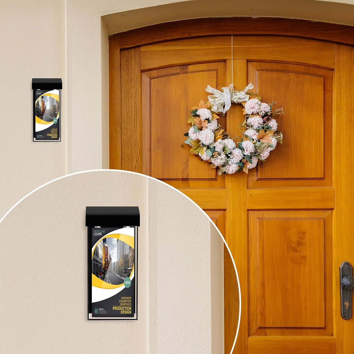 Remerry 4 Pcs Acrylic Outdoor Brochure Holder 4 x 9 Inch Waterproof Wall Mount Literature Box with Black Lid Clear Pamphlet Holder with Screws for Flyer Display Map Menu Envelope