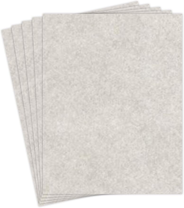 Smoke Gray Stationery Parchment Recycled Paper | 65Lb Cover Cardstock | 8.5" x 11" Inches | 50 Sheets Per Pack