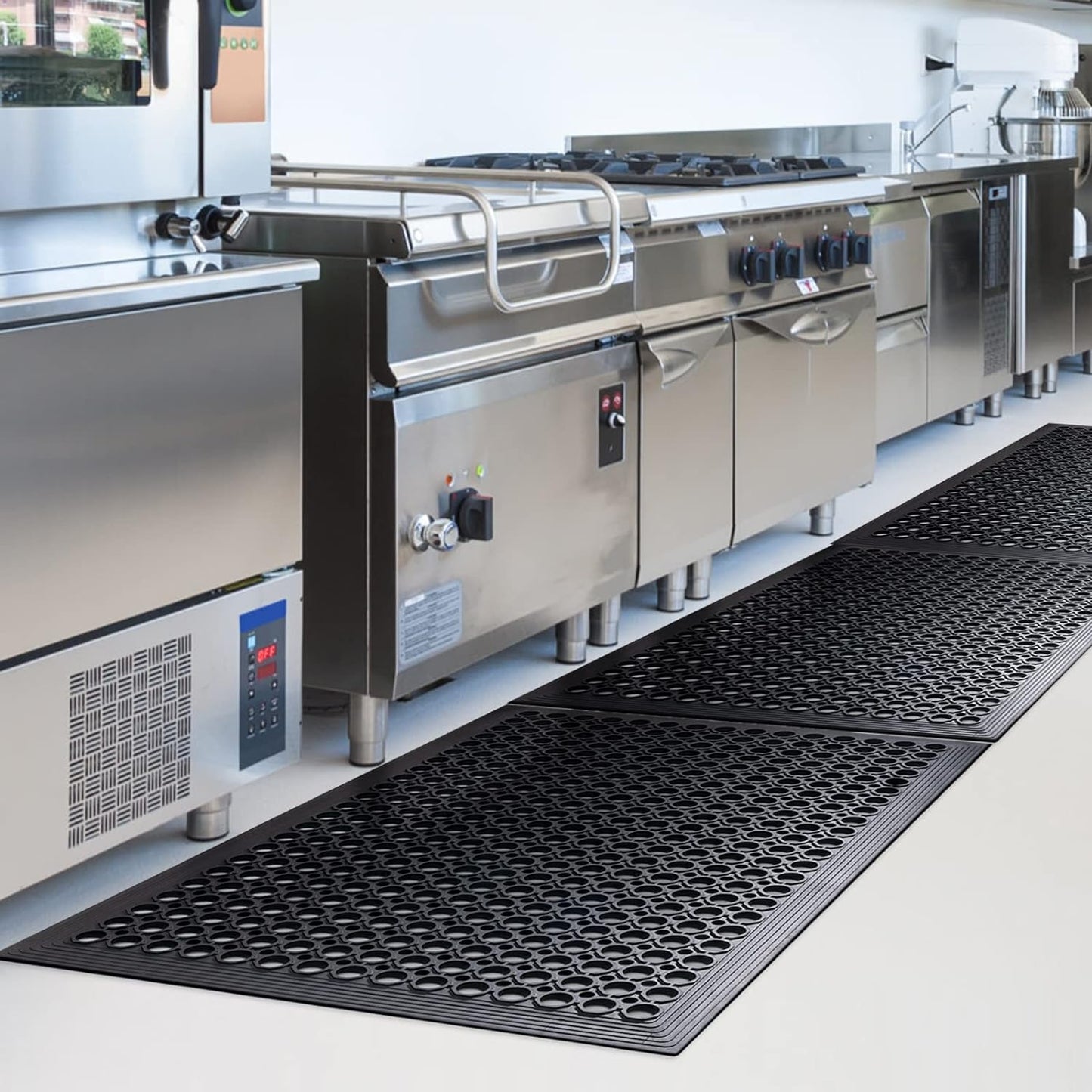 Out Door Rubber Floor Mats Anti Fatigue Restaurant Kitchen Rubber Drainage Mat Durable No Slip Bar Floor Mats Used for Indoor Outdoor Wet Area 24" x 36" Black