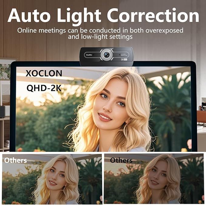 2K Webcam for PC - 2K Ultra HD Computer Camera with PDAF Autofocus, AI Noise-Canceling Mic, USB Plug & Play, 92° FOV & Auto Lighting Correction for Laptop & Desktop (Social Streaming Video Call)