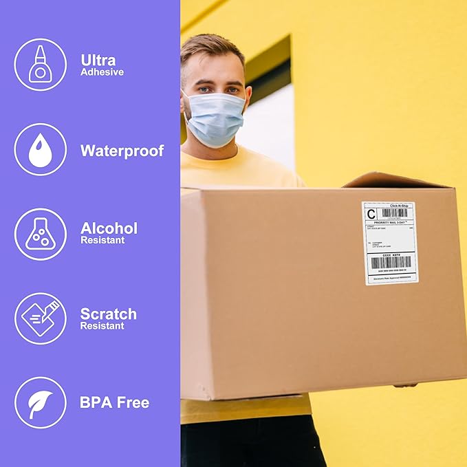 Fanfold 4'' x 6'' Direct Thermal Shipping Labels 300 Labels/Stack Compatible with Zebra Rollo Beeprt Printer Ultra Adhesive