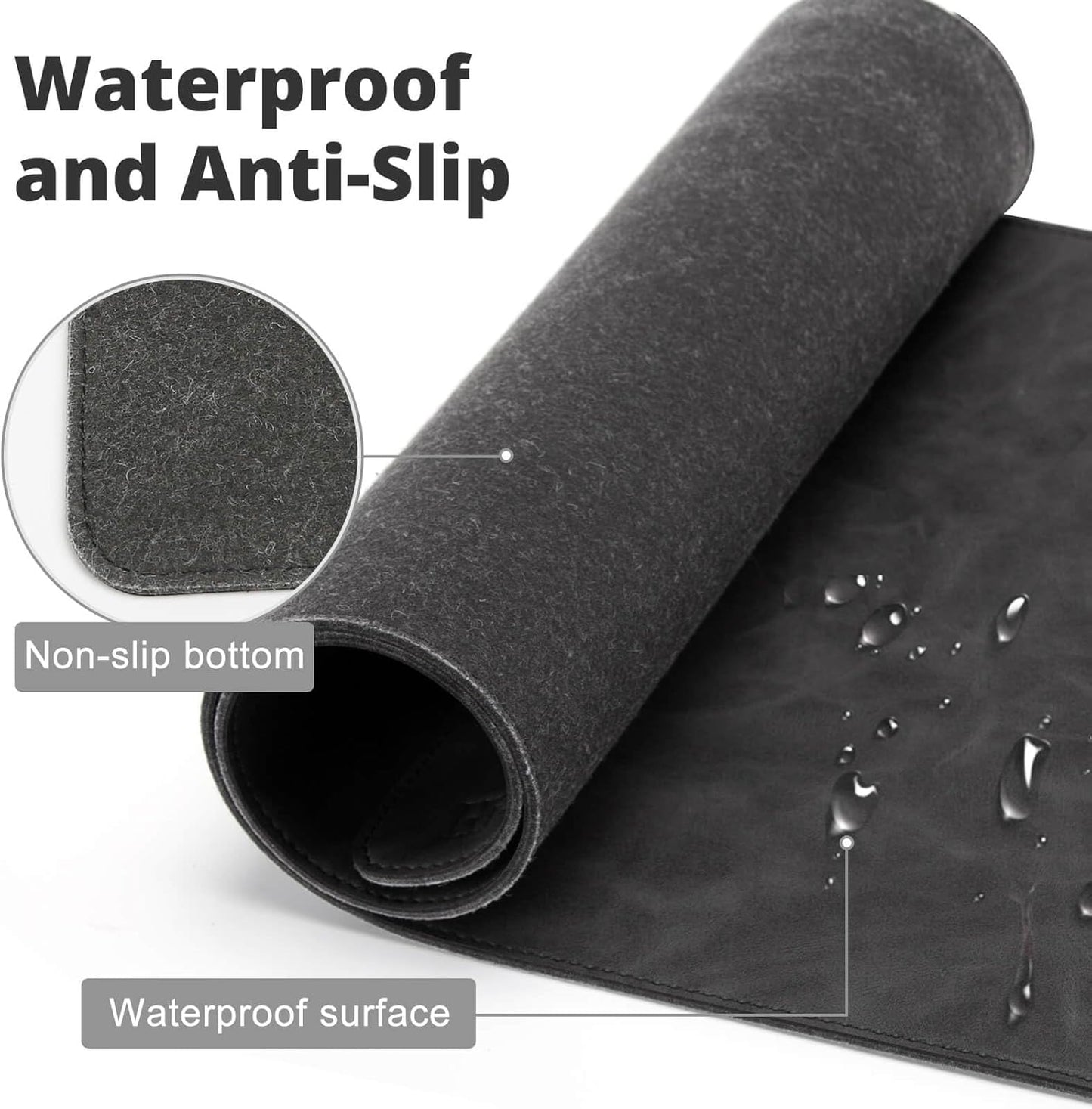 Magnetic Wireless Charging Desk Mat, 31"x11.7" Large Mouse Pad with Ultra-Smooth Surface, Microfiber Leather Office Mouse Mat, Waterproof Extended Computer Keyboard Desk Mat for Office & Home, Laptop