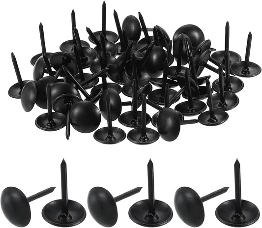 uxcell 100 Pcs Upholstery Tacks, 9 x 13mm Round Head Upholstery Nails Pins Vintage Decorative Furniture Tacks for Chairs Sofas Beds DIY Project, Black