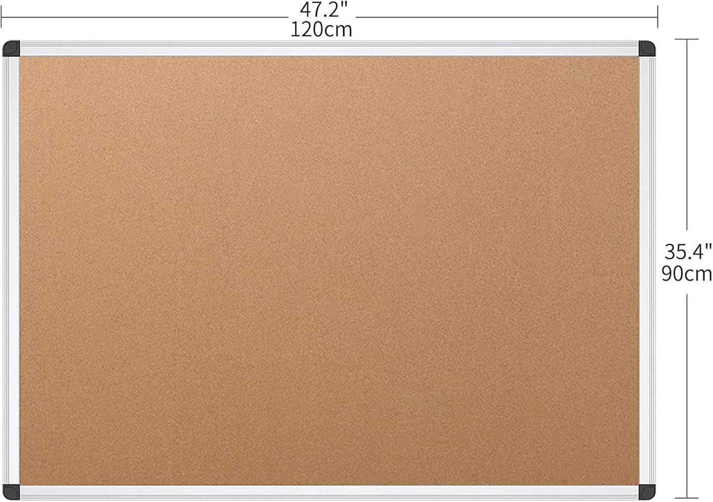 VIZ-PRO Cork Notice Board, 48 X 36 Inches, Pack of 2, Silver Aluminium Frame