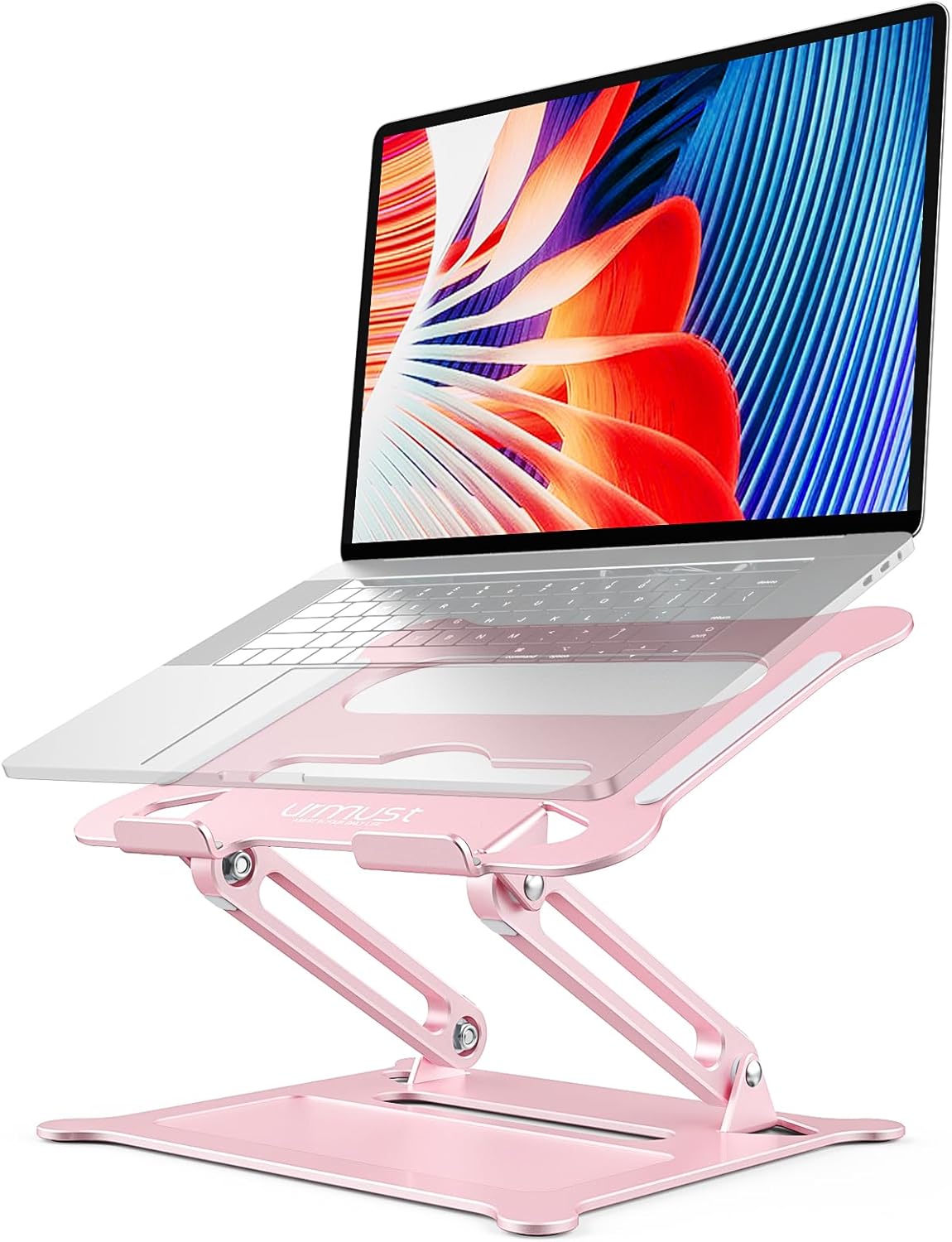 Urmust Laptop Stand for Desk Aluminum Computer Stand Riser Holder for Laptop Compatible with MacBook Air Pro, Dell, HP, Lenovo Samsung, Alienware All Laptops 11-15.6"(Pink)