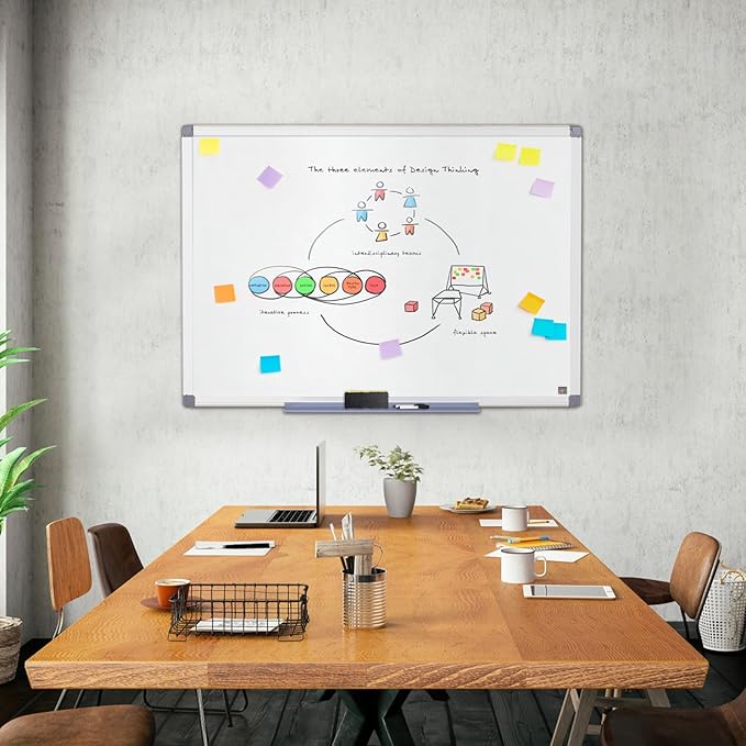 SWANCROWN Large Magnetic Dry Erase Whiteboard 40" x 30 ", Aluminum Frame with Silver, Wall Mounted or Hanging White Board, Home Office Classroom Board