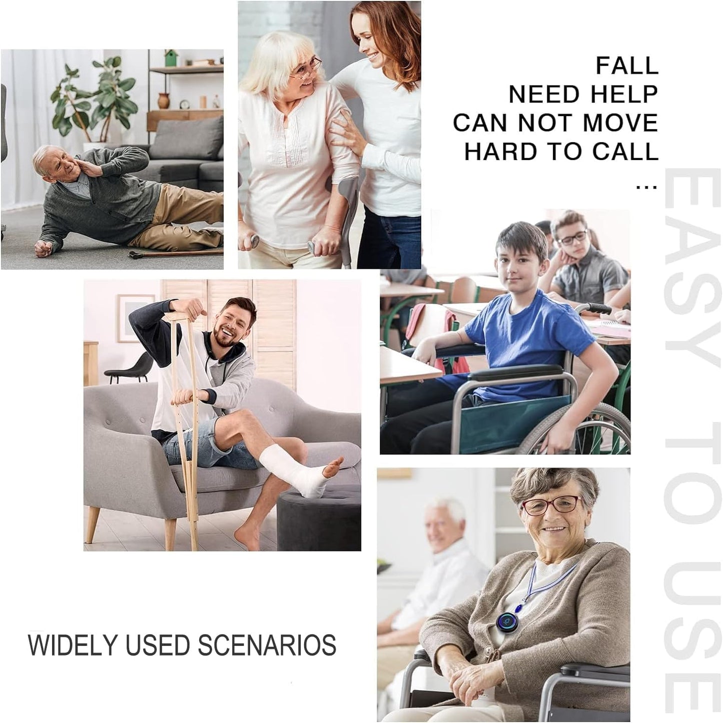 Caregiver Pager, Wireless Call Button for Seniors/Elderly at Home, 2 SOS Buttons + 1 Receiver Medical Life Alert System, Emergency Panic Call Bell, Nurse Calling & Patient Assistance Alarm