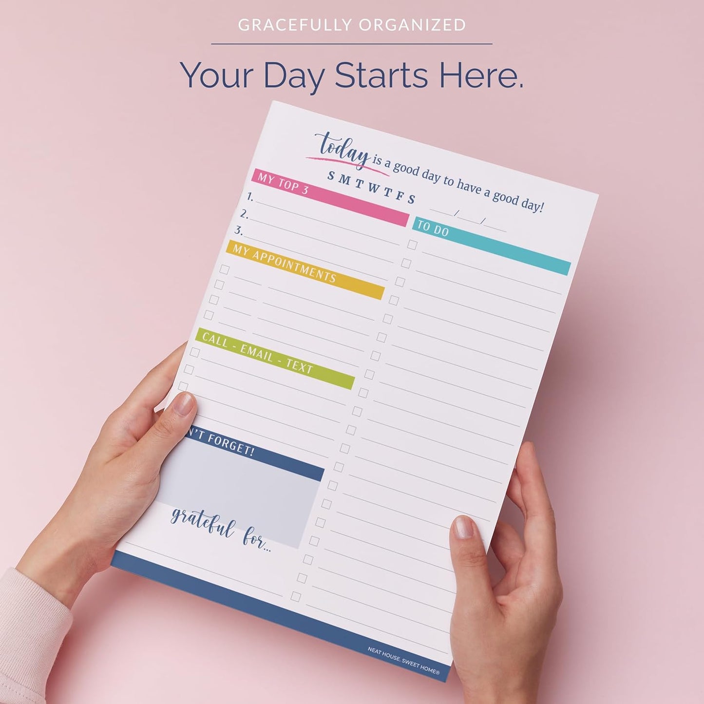 Neat House Sweet Home To Do List Notepad, Daily Planner Organizer for Work, Teacher Checklist, Student Organizer