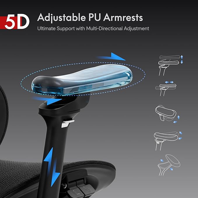 FLEXISPOT ErgoX Max Ergonomic Office Chair Black - Aluminum Alloy Frame & Base, 661 lb Capacity, 5D Armrests, 4D Adaptive Lumbar & 4D Headrest