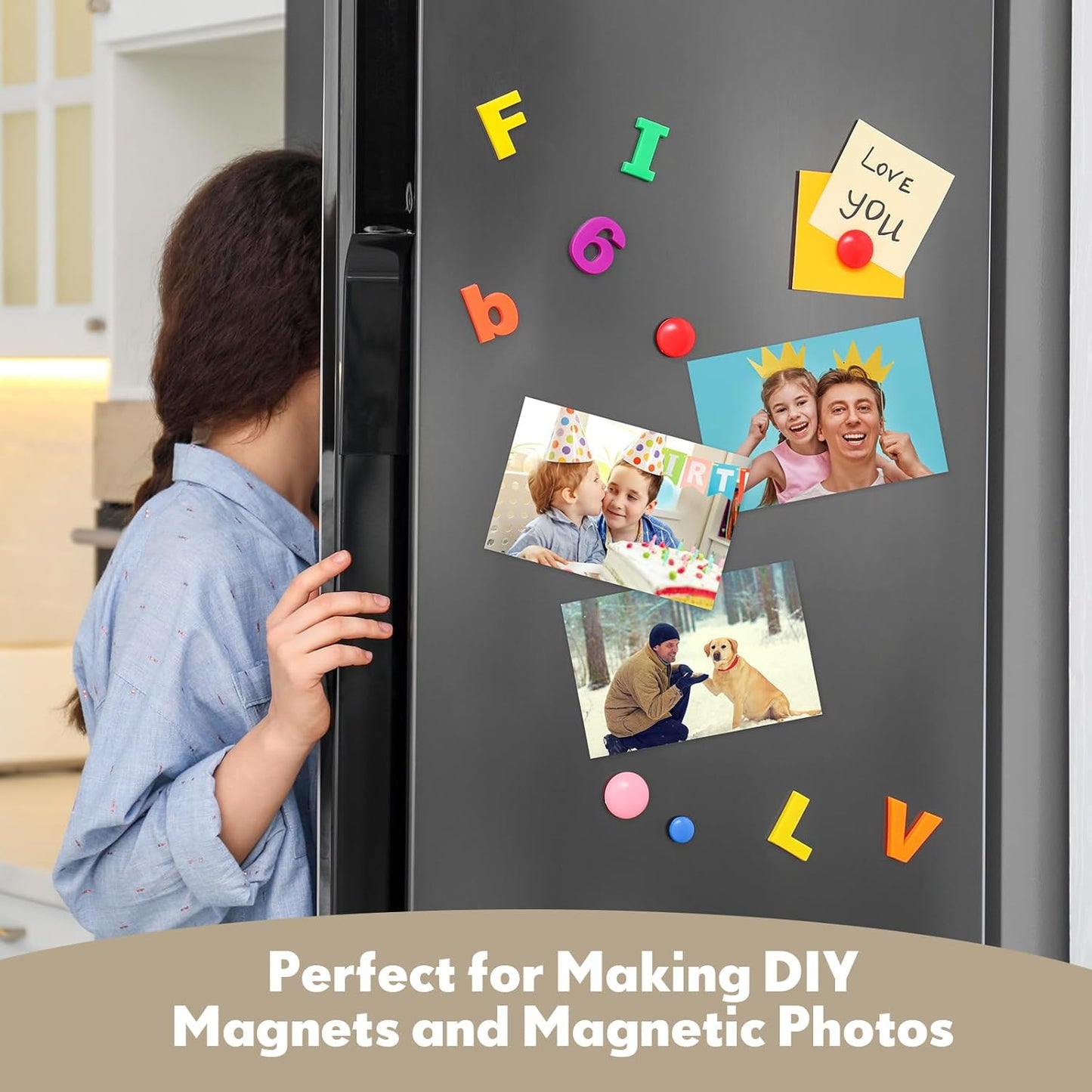 Macarrie 4 x 6 Adhesive Magnetic Sheets with Adhesive Backing Cuttable Magnetic Paper Stickers Flexible Peel and Stick for Picture Crafts Die Storage Photos(200 Pcs)