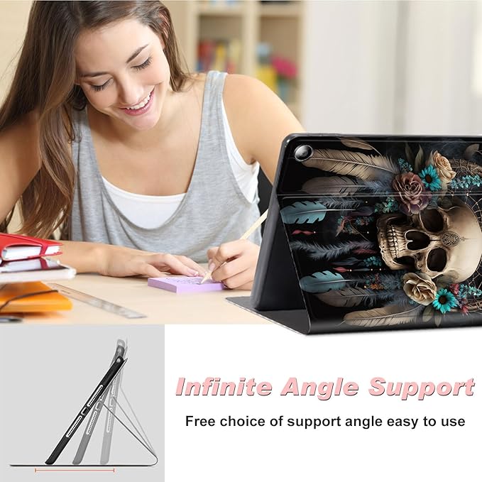 for Amazon Kindle Fire Max 11 Case (13th Generation, 2023 Release) 11",Slim Lightweight Smart Shell Stand Cover with Auto Wake/Sleep for All-New Fire 11 Max Tablet,Dream Catcher Skull