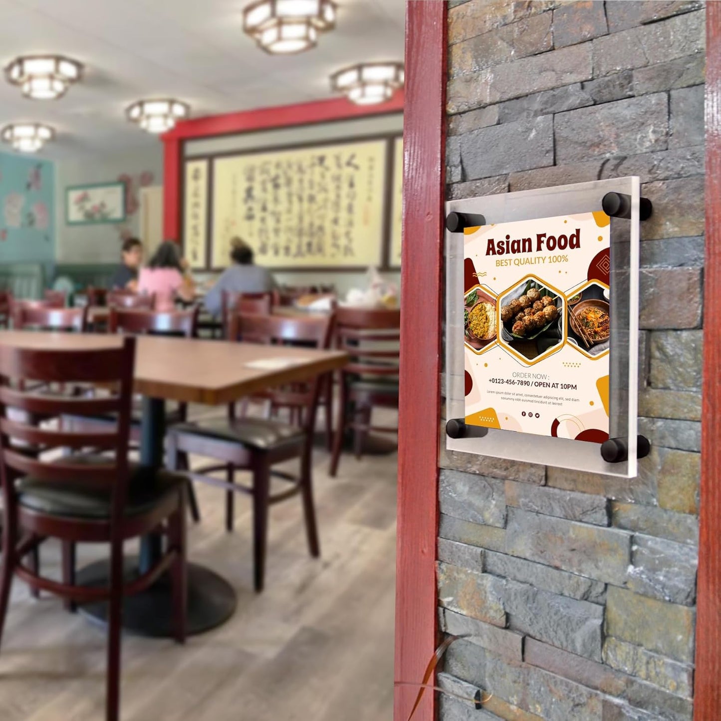 Azar Displays 105511-BLK Acrylic Floating Double Panel Wall Frame,8.5" x 5.5" Graphic Size, Overall Frame Size: 12.5" x 9.5", Black