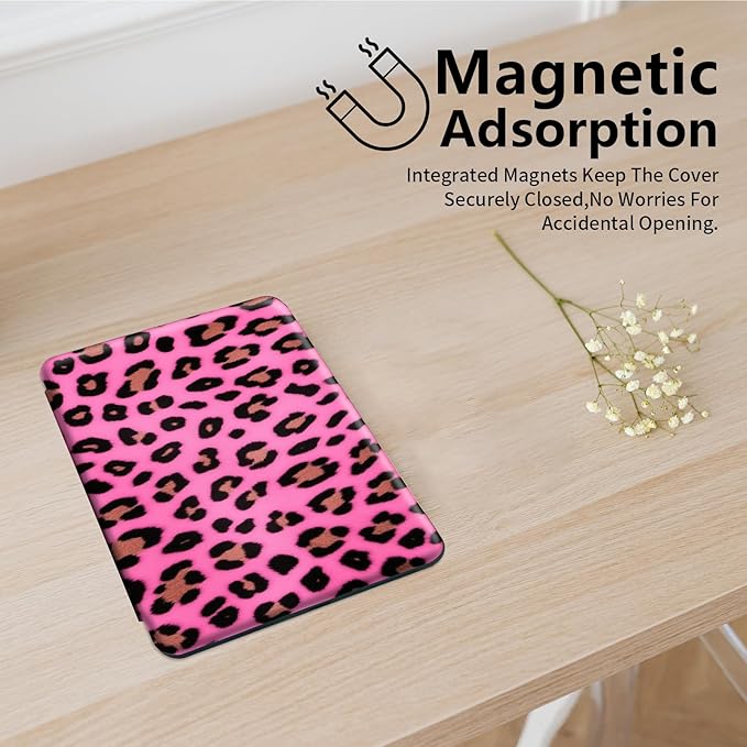 for All-New Amazon Kindle Fire 7 Tablet Case(12th, 2022 Release),Fire 7 Tablet Case,360 Degree Rotating Stand Smart Protective Case, for Fire 7 2022 Tablet (7” Display),Pink Leopard