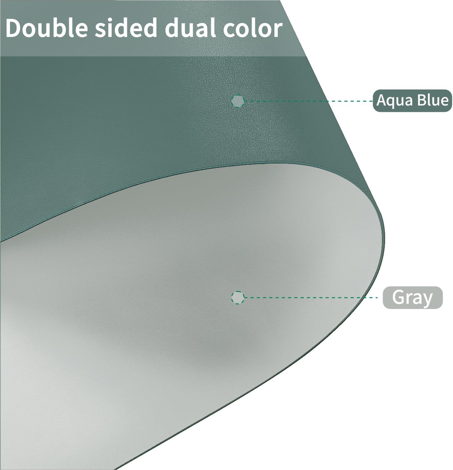 Leather Table Cover,1.8mm Thick,36x60 Inch Table Protector,Table Protector for Dining Room Table,Dining Table Cover,Table Cover Protector,Table Pad,(Aqua Blue+Gray,36x60)