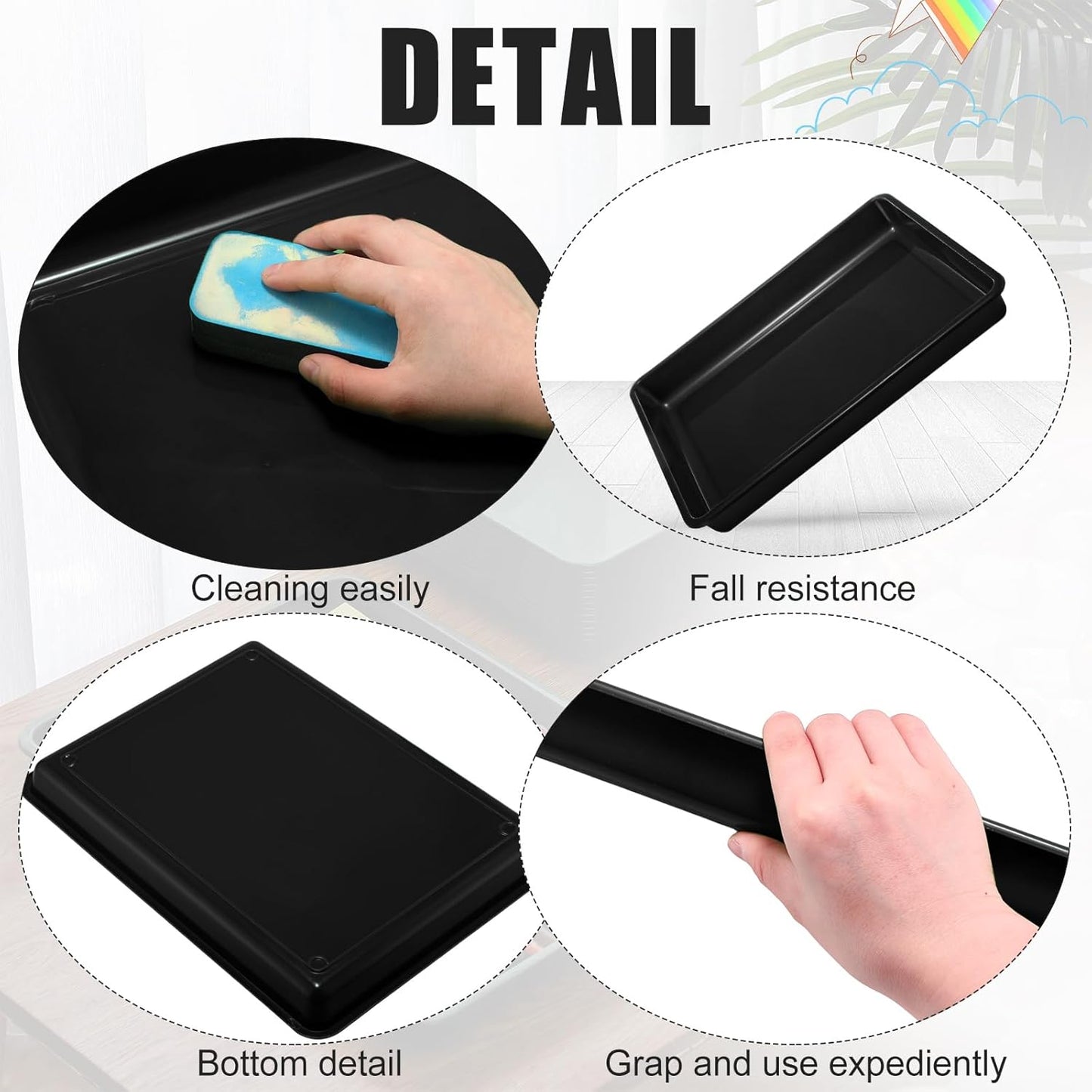 Maitys 15 Pcs Flat Plastic Trays 16.1 x 11.8'' Sensory Storage Tray Paper Stackable Classroom Bins for Office Home Organizer Arts and Crafts Supplies(Black)