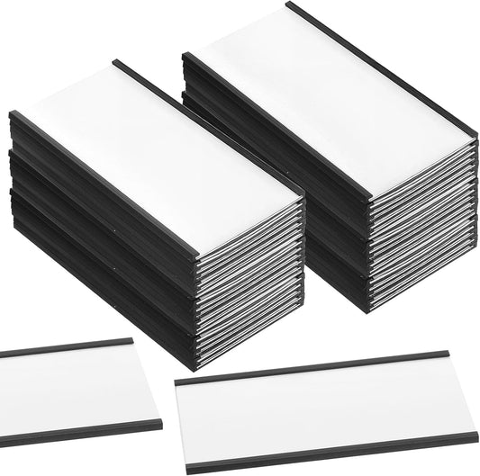 30 Pcs C Channel Magnetic Label Holder 4 x 2 inches with White Card Inserts Clear Plastic Protectors Shelf Labels with Magnets Name Tags Magnetic Tool Labels for Metal Whiteboard Rack