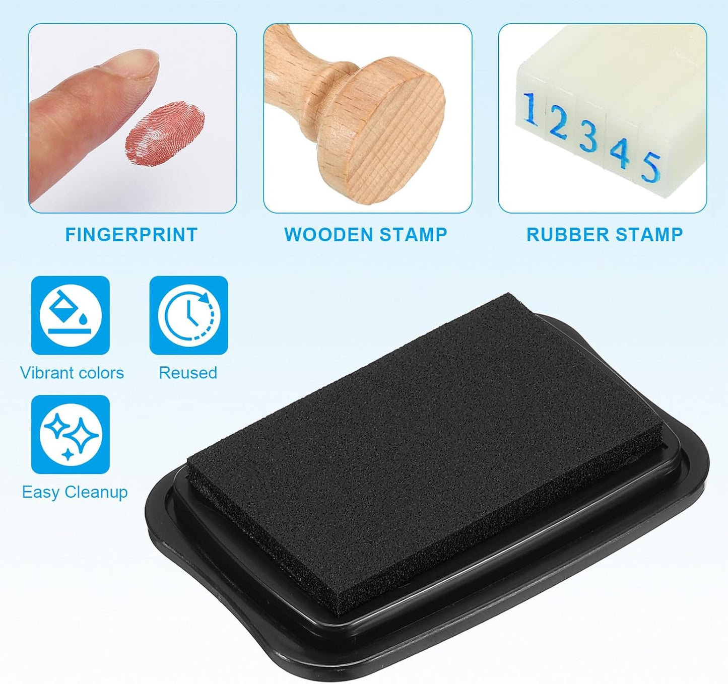 PATIKIL 3"x2" Large Stamp Pad, 2Pcs Washable Craft Ink Pad for Rubber Stamp Card Making Stamping Scrapbook Fingerprint Handprint, Black