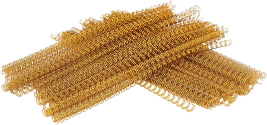 100 Pack Metal Twin Loop Binding Wire Coils, 34-Loop, 3/4" Cinch Book Binding Wire, 3:1 Pitch, YolieraArt Double Loop Bindings180 Sheet Capacity Fit for School Office Notebook Maker Gold