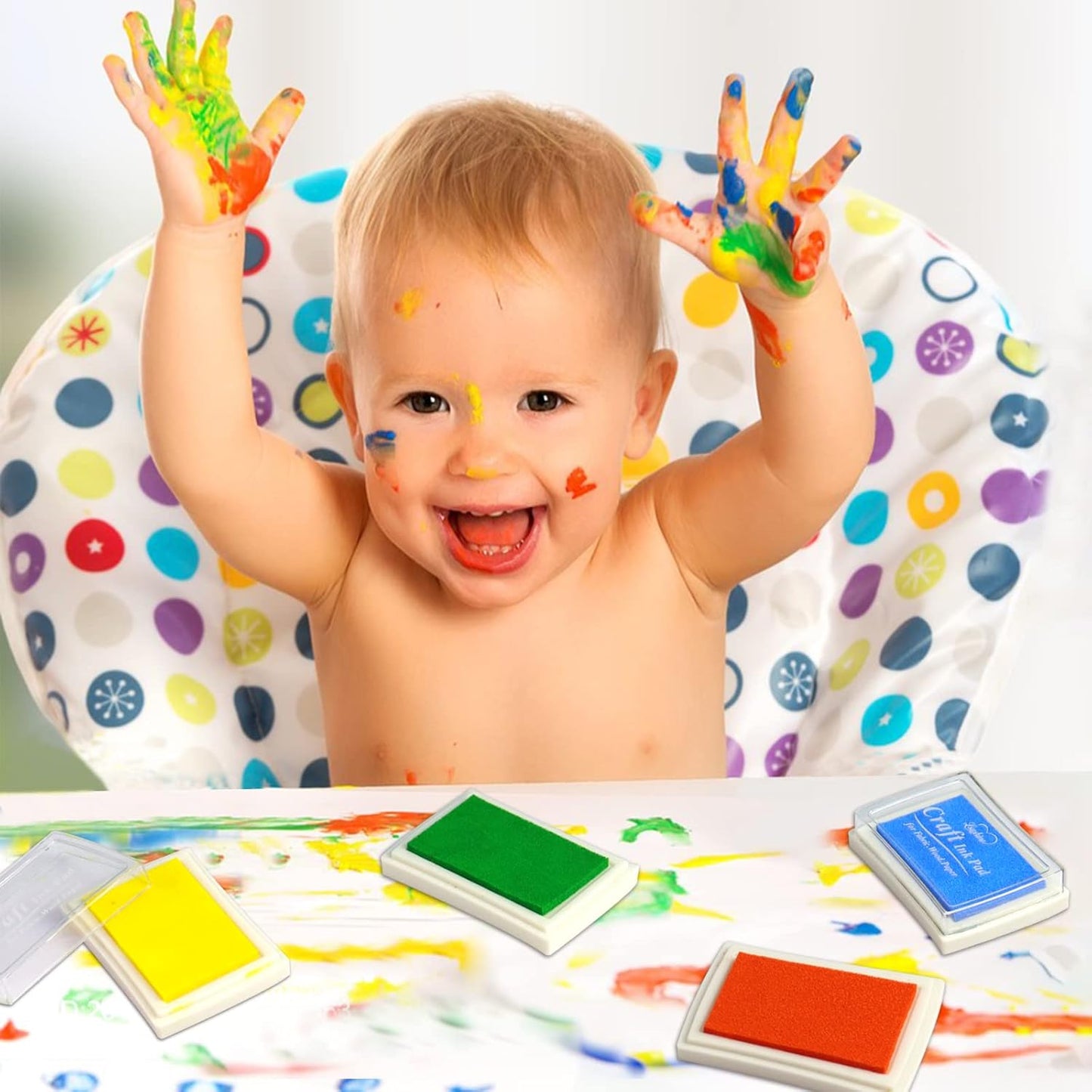 Craft Ink Pad for Rubber Stamps, Paper, Wooden, Fabric, Scrapbooking, Non-Toxic Finger Ink Pads for Kids (Light Yellow)