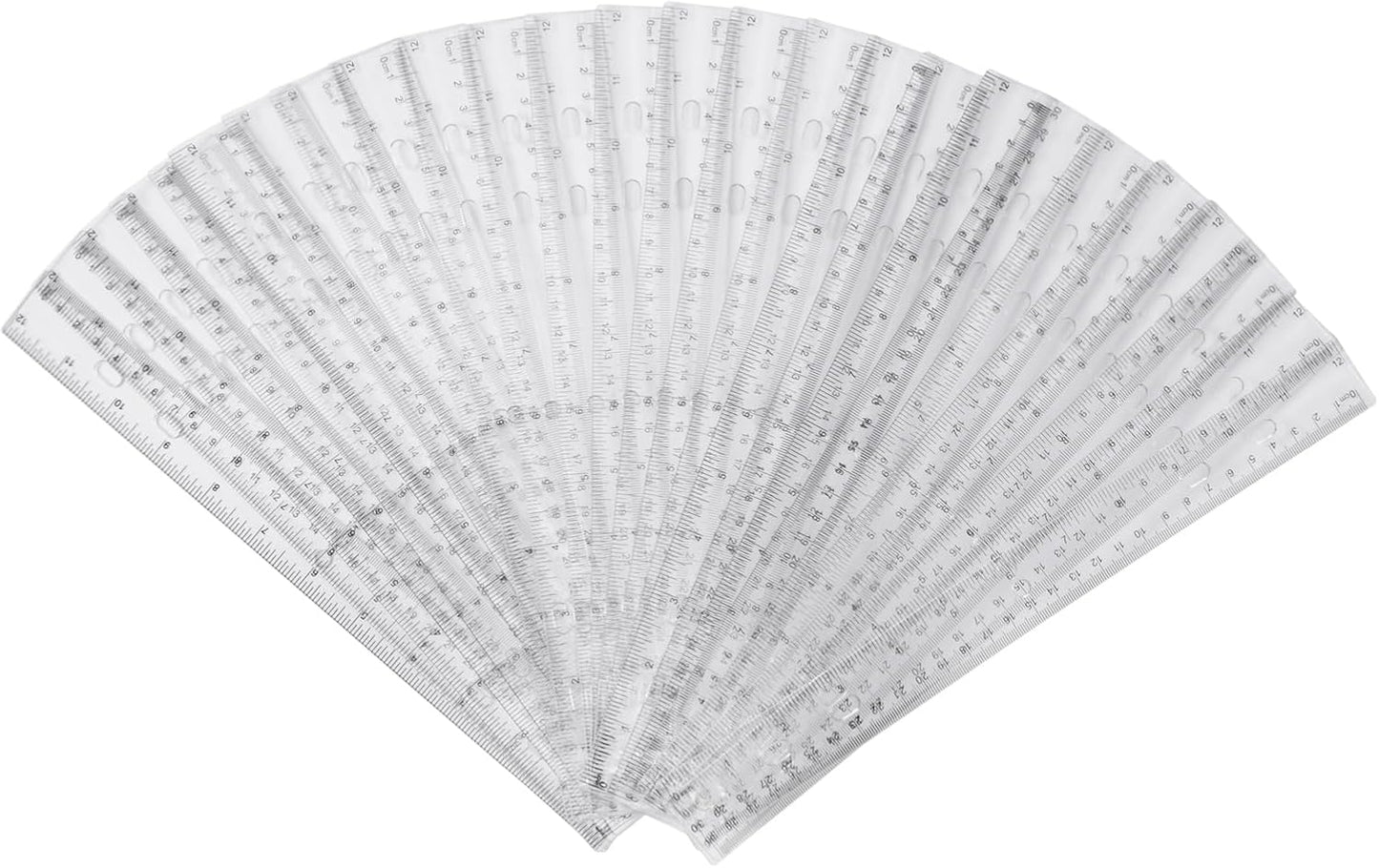 28 Pack Plastic Ruler 12 Inch Transparent Rulers - Metric Bulk for Kids School Office Classroom, Clear
