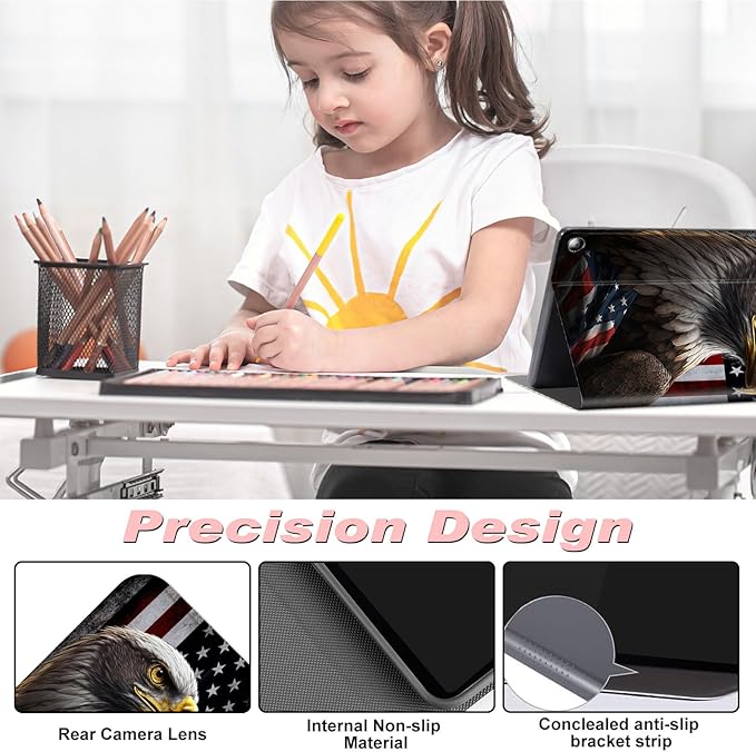 for Amazon Kindle Fire Max 11 Case (13th Generation, 2023 Release) 11",Slim Lightweight Smart Shell Stand Cover with Auto Wake/Sleep for All-New Fire 11 Max Tablet,American Flag Eagles