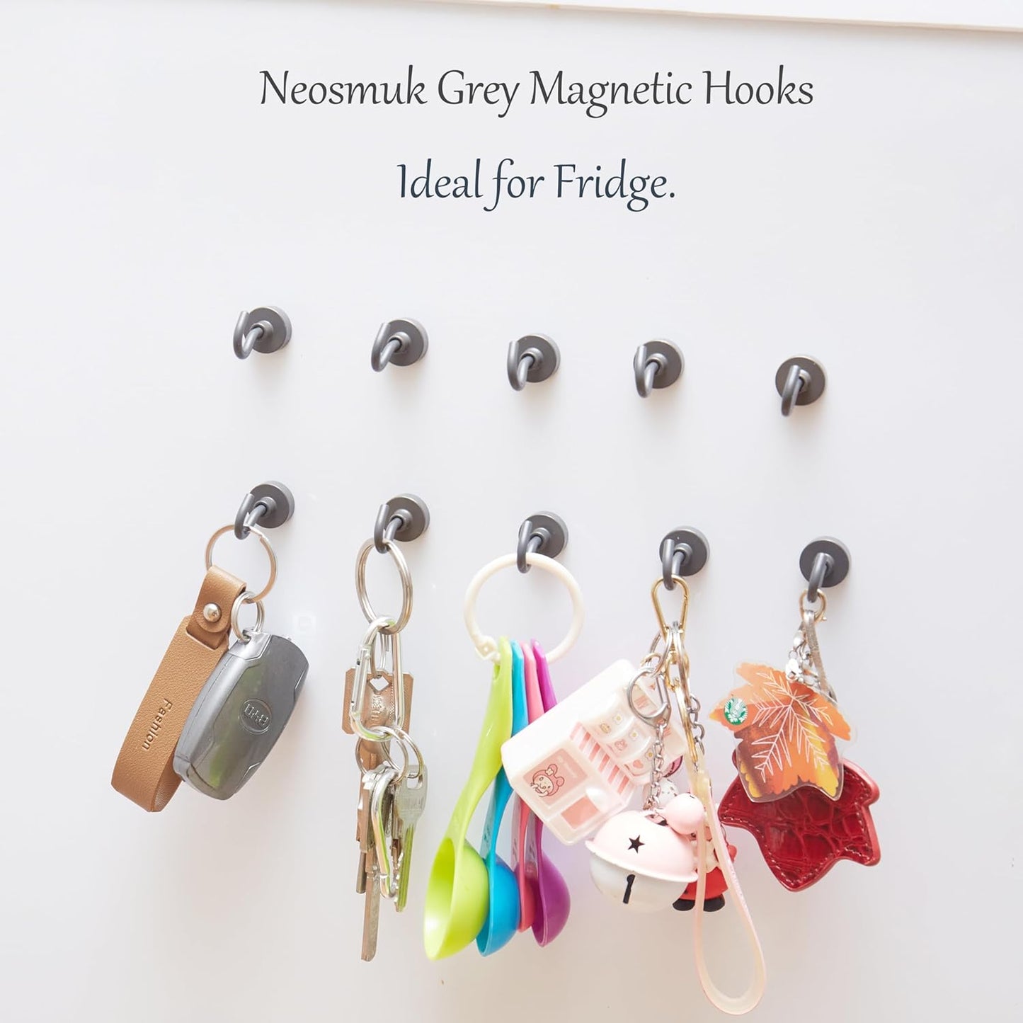 Neosmuk Magnetic Hooks,30lb Heavy Duty Earth Magnets with Hook for Refrigerator, Extra Strong Cruise Hook for Hanging, Magnetic Hanger for Curtain, Grill (Grey, 4 Pack)