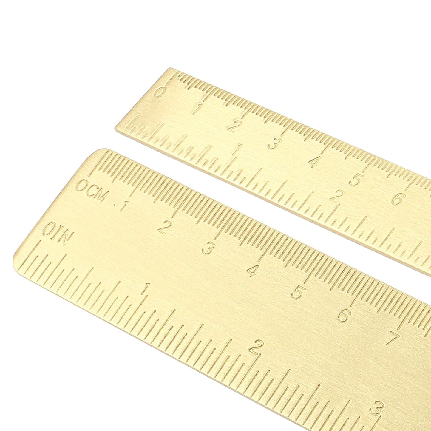 Straight Brass Ruler Set Vintage Metal Double-Sided Scale Ruler 4 Inch & 6 Inch, Metric Measurement Tool Drawing Measuring Tool (2 Pack)