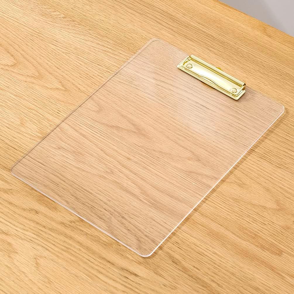 Thick Acrylic Clear Clipboards with Gold Clip 3-Pack, Durable Stylish Clipboards with Low Profile Clip