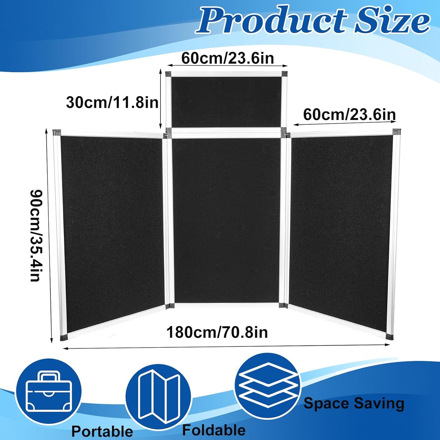 3+1 Panel Trade Show Presentation Board, 70.8“ x 35.4” Trade Show Presentation Board, Large Folding Desktop Display Board for Trade Shows, Conference Displays, Various Event Displays