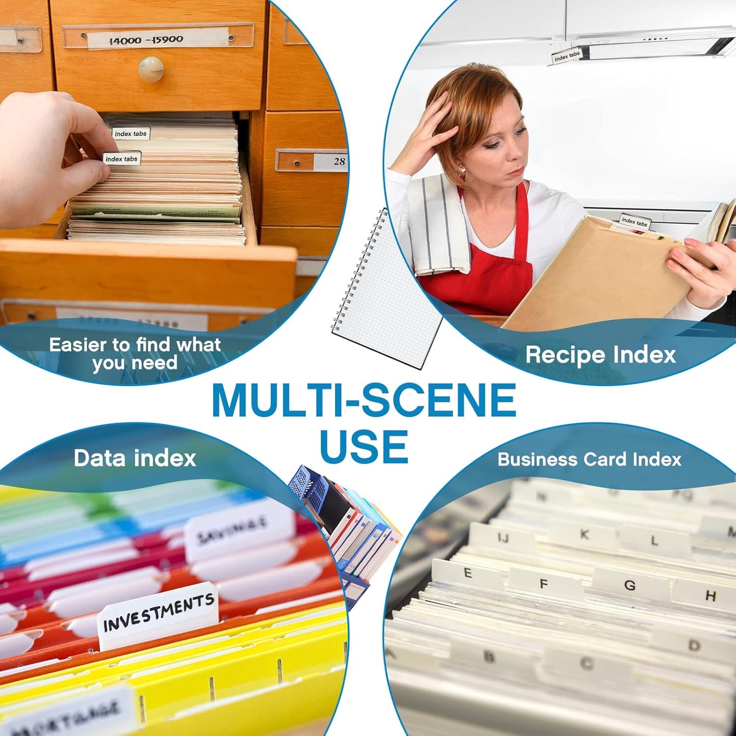 Gueevin Insertable Self Adhesive Tabs with Printable Inserts, 1 Inch Clear Index Tabs, 100 Pieces