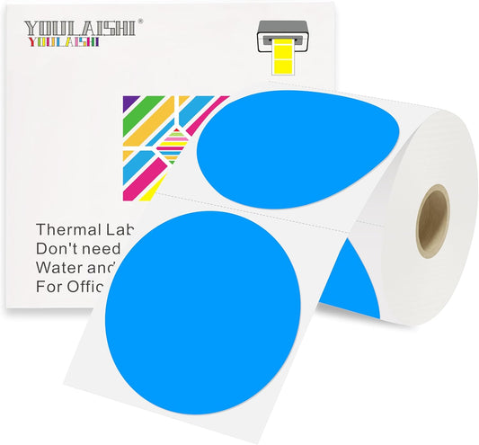 3 X 3 Inch Color Coding Dot Labels Circle Thermal Printable Waterproof 500 Pcs Round Stickers Adhesive Writable for Office, Home, Garage, DIY Sticker, Barcodes, Name Tag, Fluorescent Blue