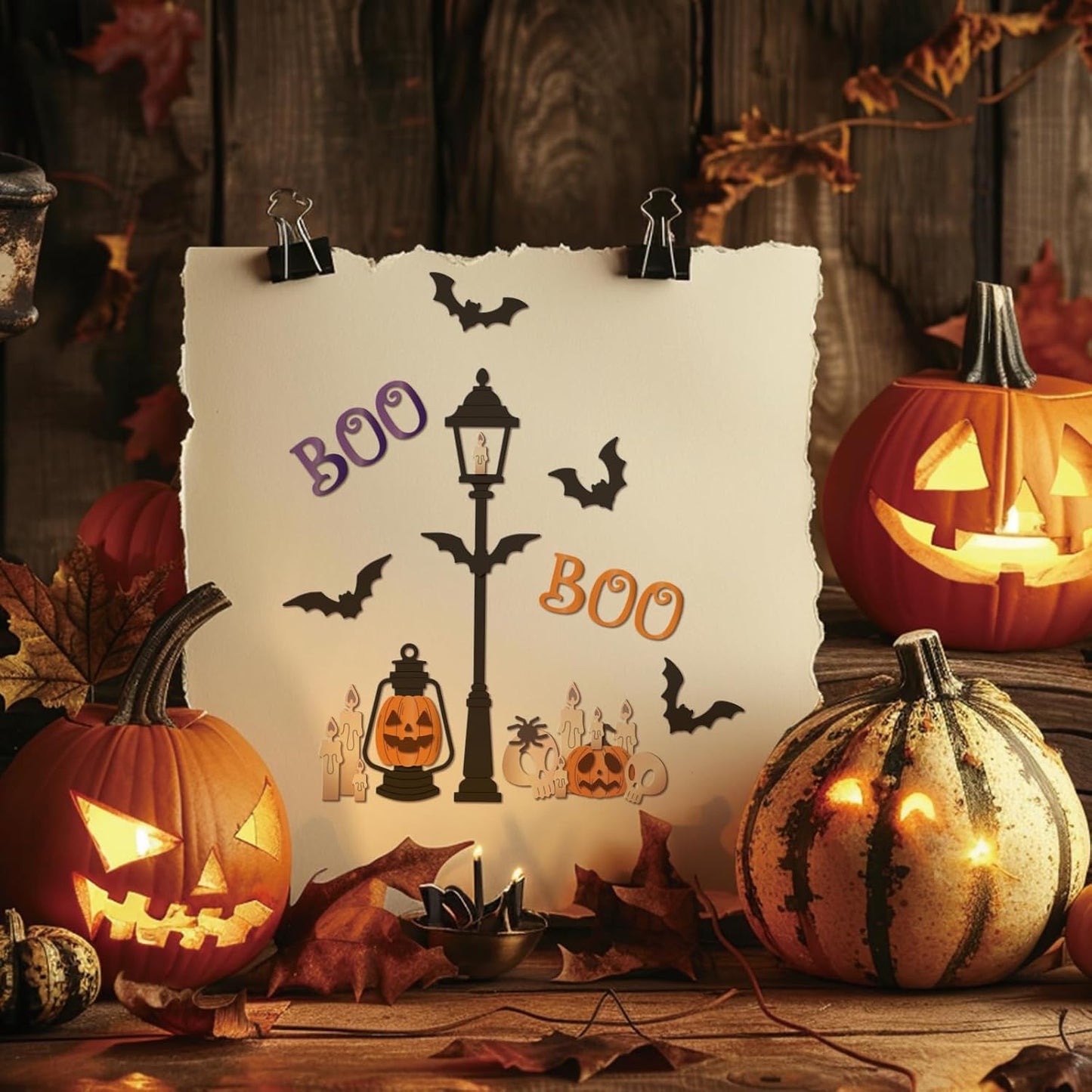 GLOBLELAND Halloween Pumpkin Lamp Cutting Dies for Card Making Skeleton Bat Cut Die for DIY Scrapbooking Journal Embossing Paper Craft Decor