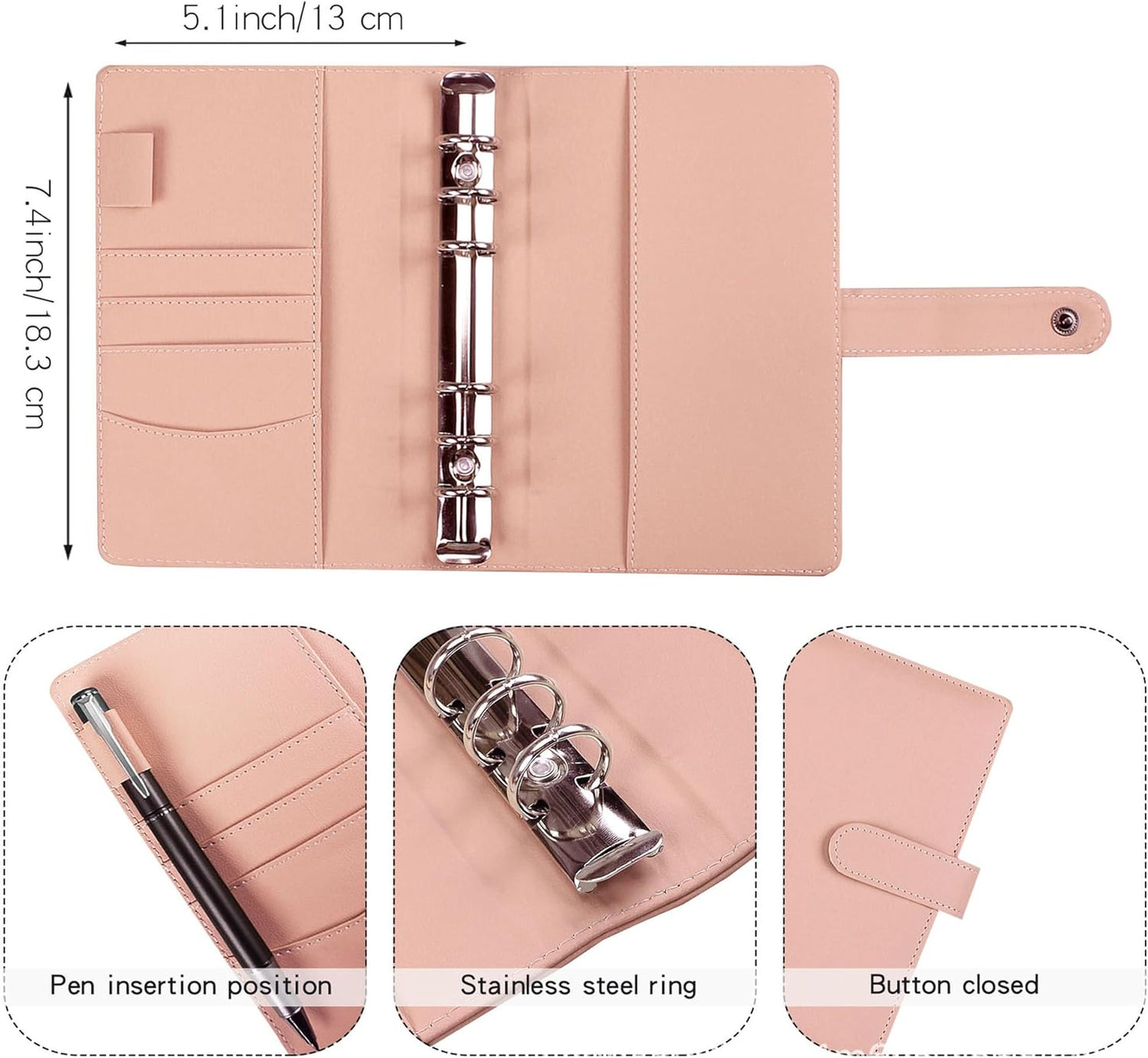 Money Saving Binder, Savings Challenges Book with for Cash Envelopes, 12pcs Zipper Envelopes A6 Budget Binder, Budget Planner for Managing Budgets and Saving Money (Pink-7.4IN)