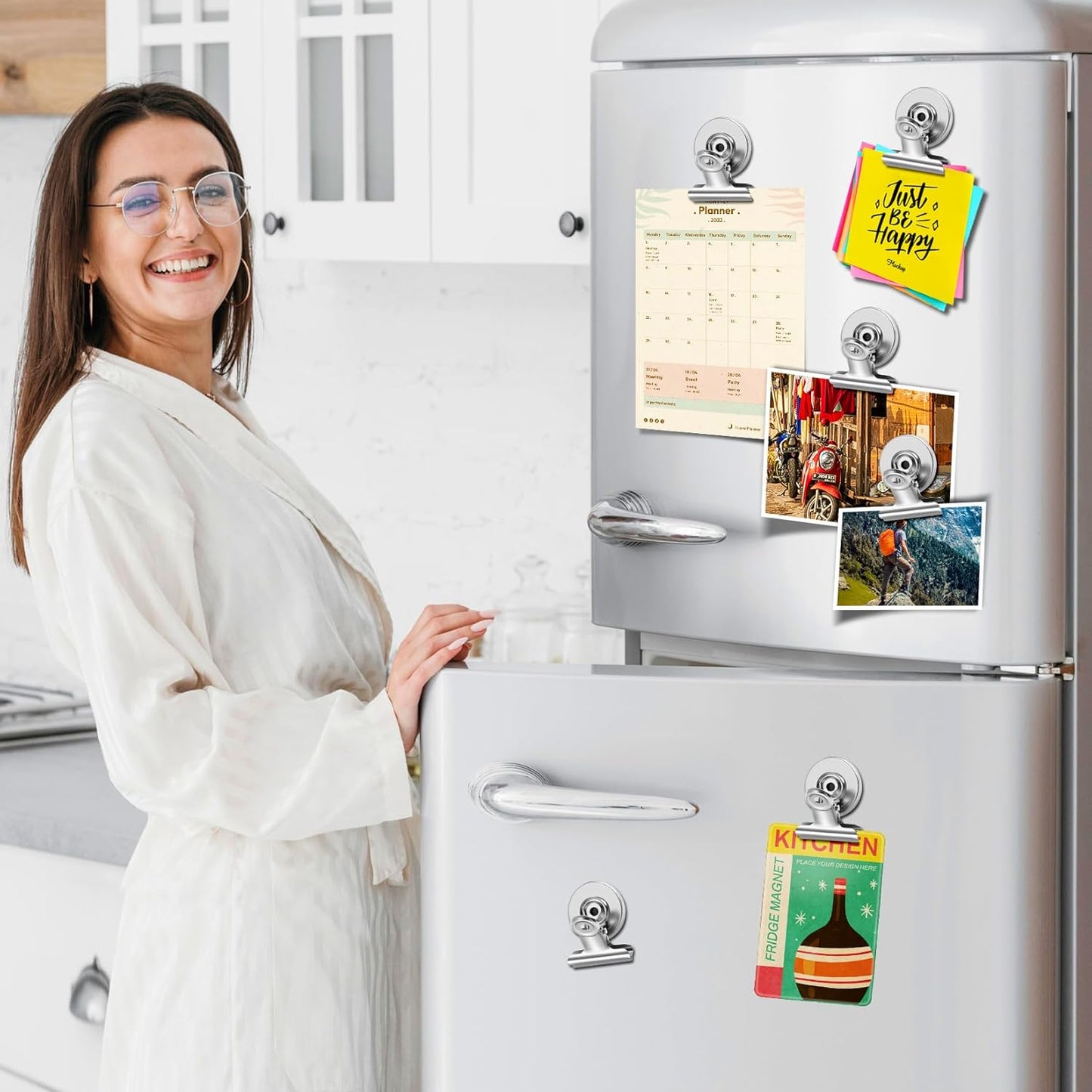 40 Pack Strong Magnetic Clips Heavy Duty, Fridge Magnet Clips, Refrigerator Magnet Clip, Whiteboard Magnets Clip, Non-Scratch Magnets, Locker Magnet for School, Office, Home, Kitchen