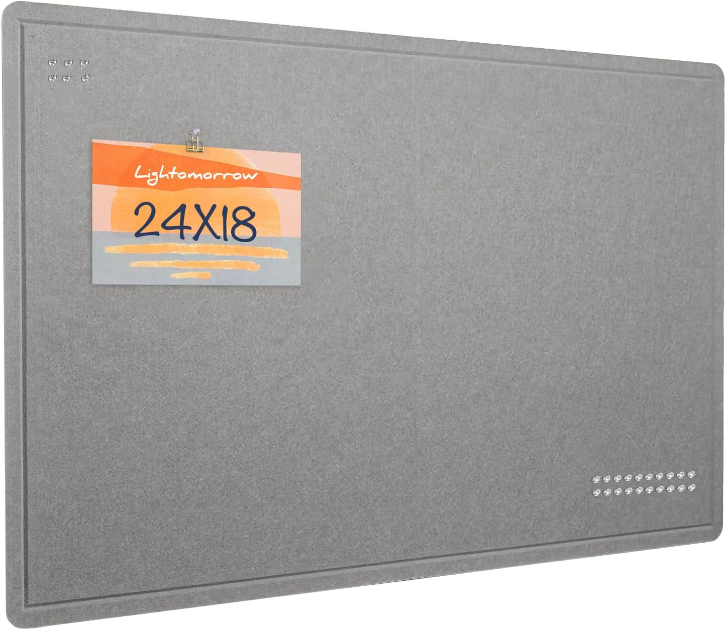 Bulletin Board, 24 x 18 inches Felt Board Decorative Pin Board, Cork Board Alternative for Wall, Foldable Photo Board Self-Adhesive Vision Board Mood Board with 20 Pushpins - Gray