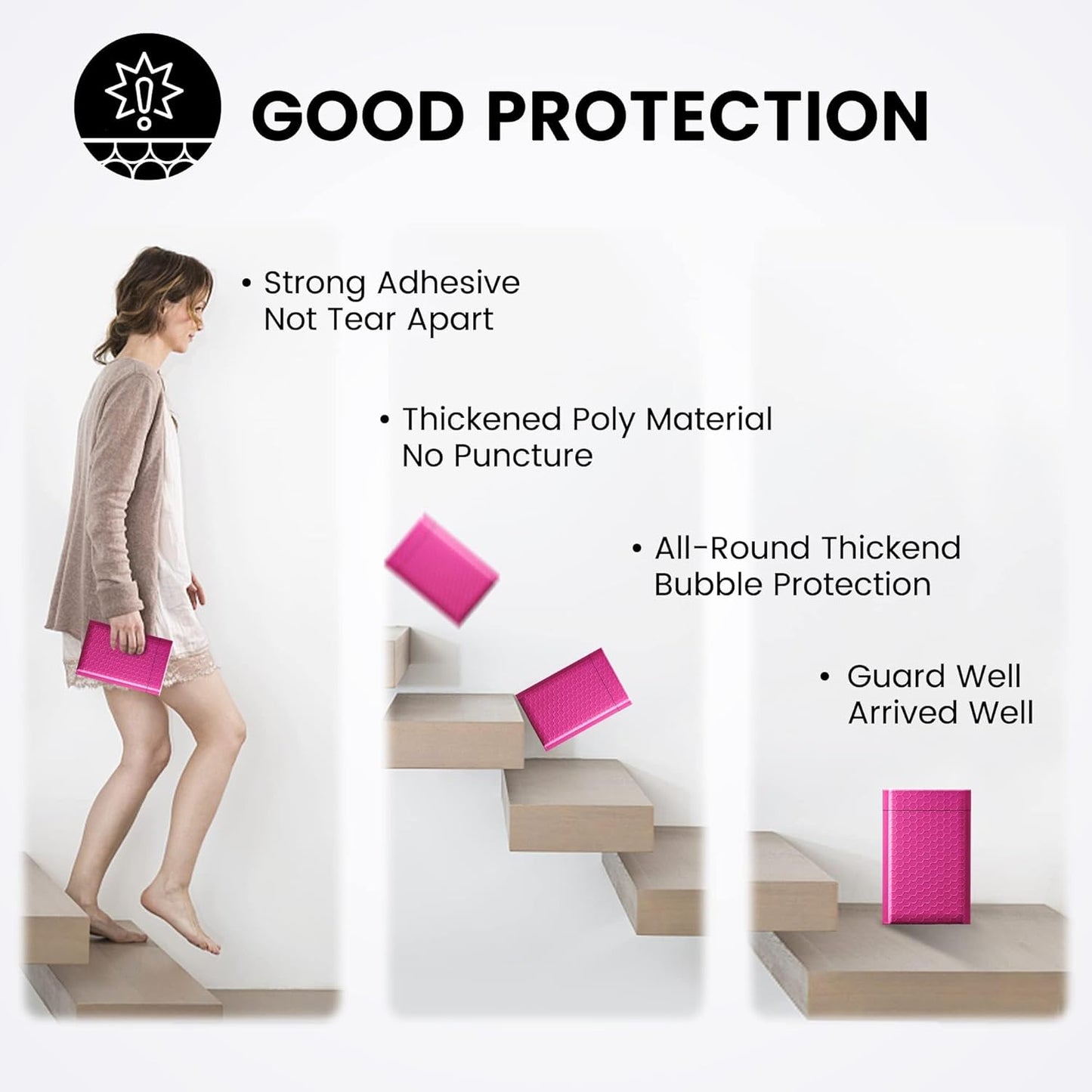 Fuxury Bubble Mailers 4x8" 800 Pack Pink Bubble Mailers Usable Size 4x7” Small Padded Envelopes Waterproof Mailing Envelopes Bubble Padded