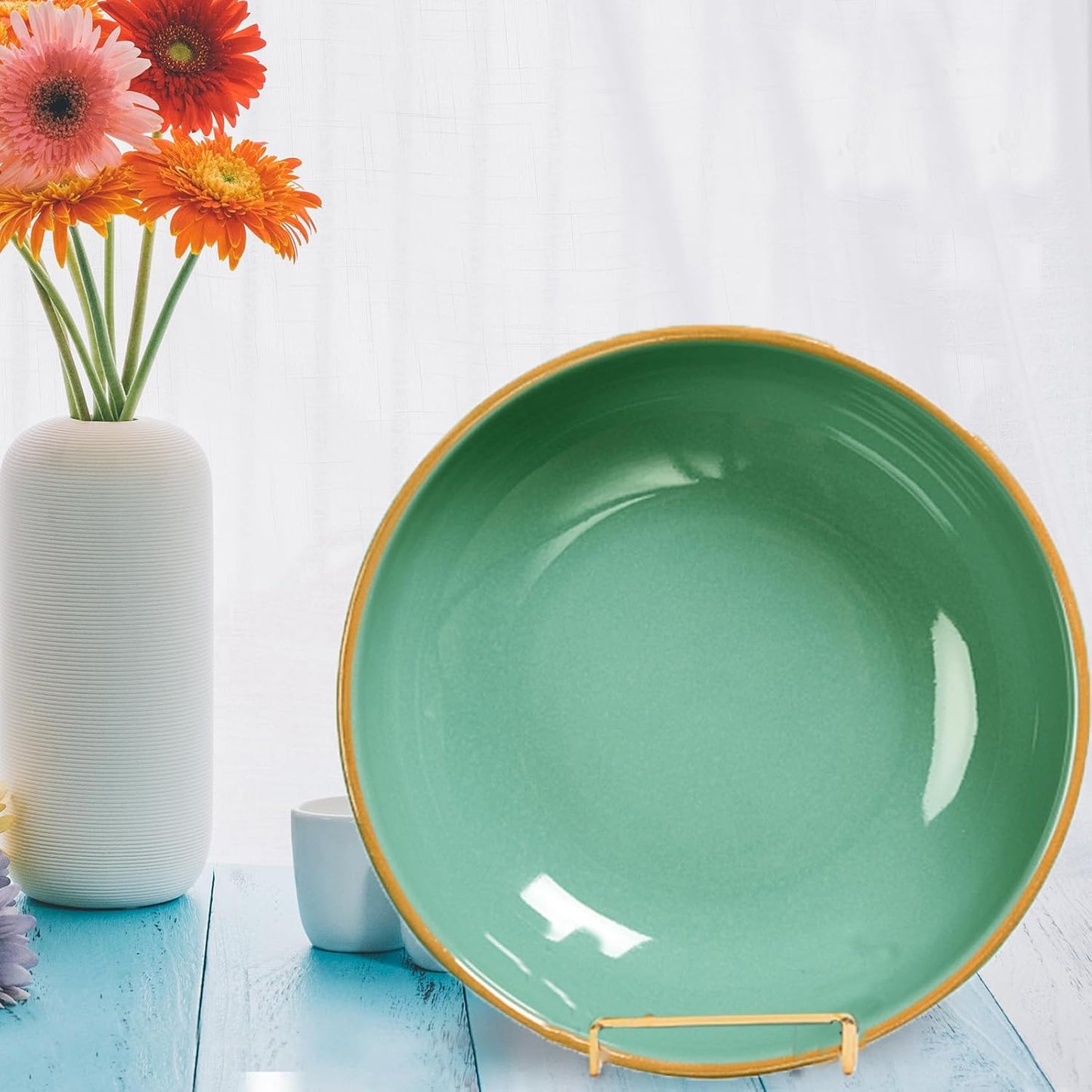 Decolore 4 Pack 6 Inch Gold Picture Stands for Display Square Table Easel Display Stand Frame Stand for Albums, Decorative Plate, Tabletop Poster and Artistic Work