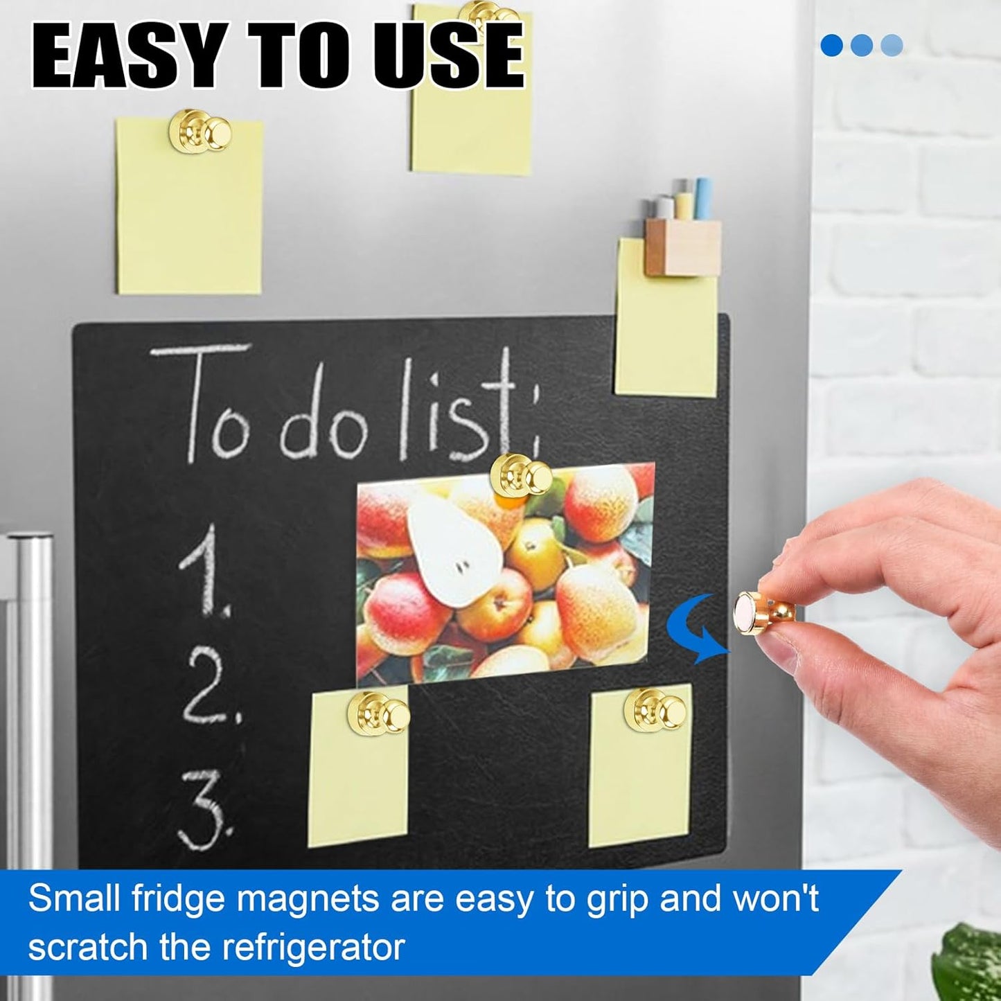 LOVIMAG 40 PCS Fridge Magnets, Gold Metal Push Pin Magnets, Strong Neodymium, Ideal for Adults, Kitchen, Office, School