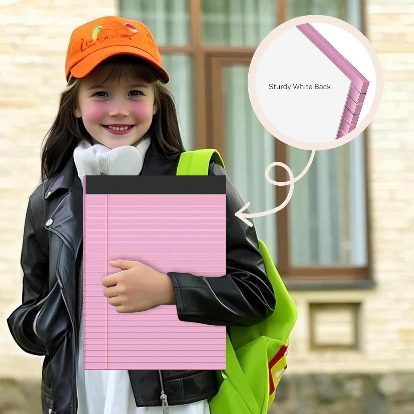 Pink Legal Pads 8.5 x 11, Notepads 8.5 x 11, Wide Ruled, 12 Pack Pink Note Pads 8.5 x 11, Pink Paper 8.5 x 11, Legal Size Paper, 30 Sheet/Notepad, Lined Paper, Writing Pads for Study, Office, Home