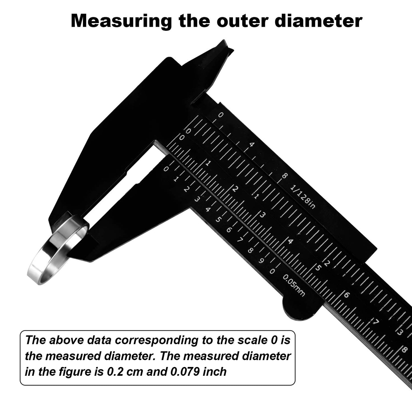 Honoson 10 Pcs Plastic Vernier Caliper 0-6 Inch/0-150 mm for School Student Black Mini Double Scale Sliding Gauge Measuring Tool Vernier Caliper Eyebrow Mapping Ruler Tool for Office Tattoo Artists