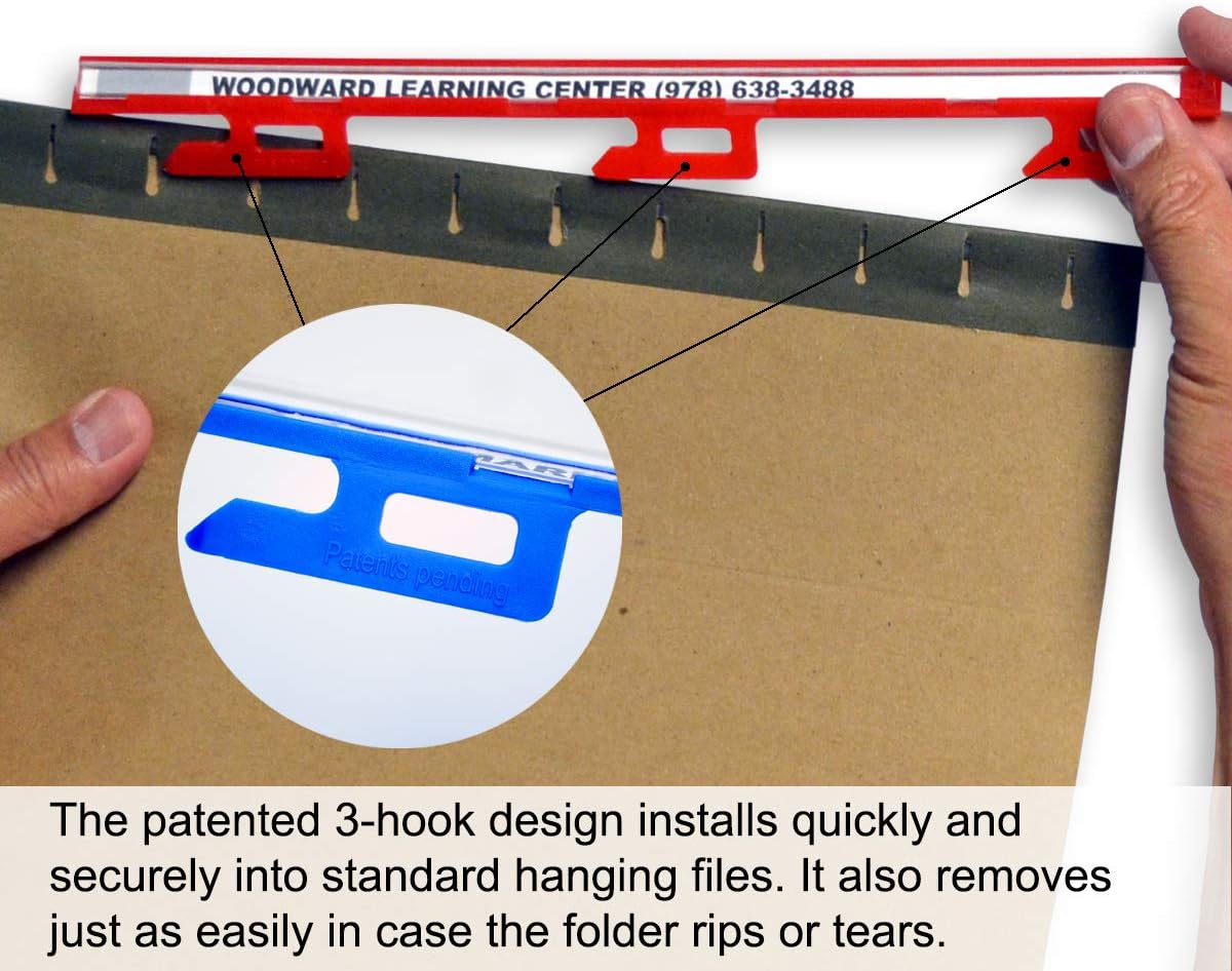 Ultimate Office MagniFile Insertable Hanging File Folder Tabs. Indexes That Double The Size of Your File Titles to Find Files Fast! (Set of 20), Assorted