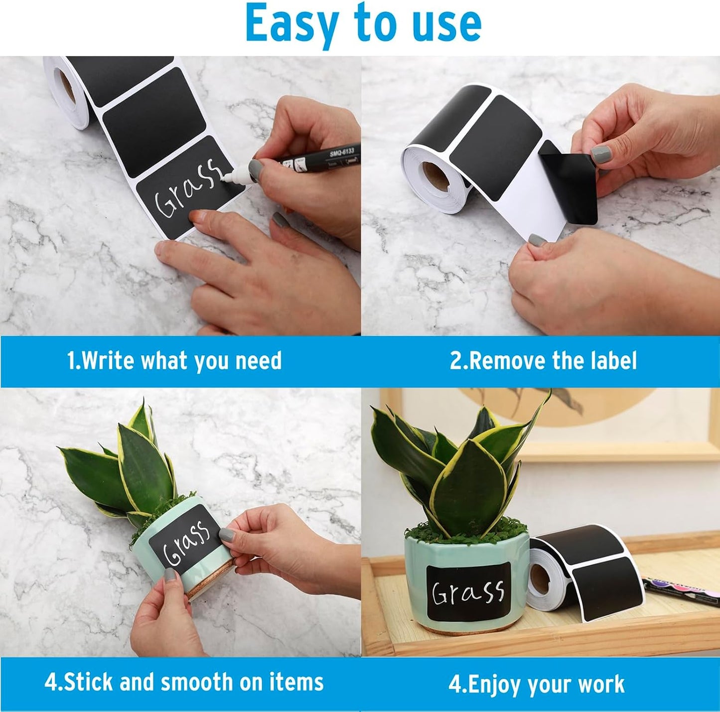 180 pcs Chalkboard Labels Sticker Reusable Blackboard Sticker with White Chalk Marker Waterproof Chalkboard Sticker Rectangle Chalkboard Labels for Containers, Mason Jars, Food Storage