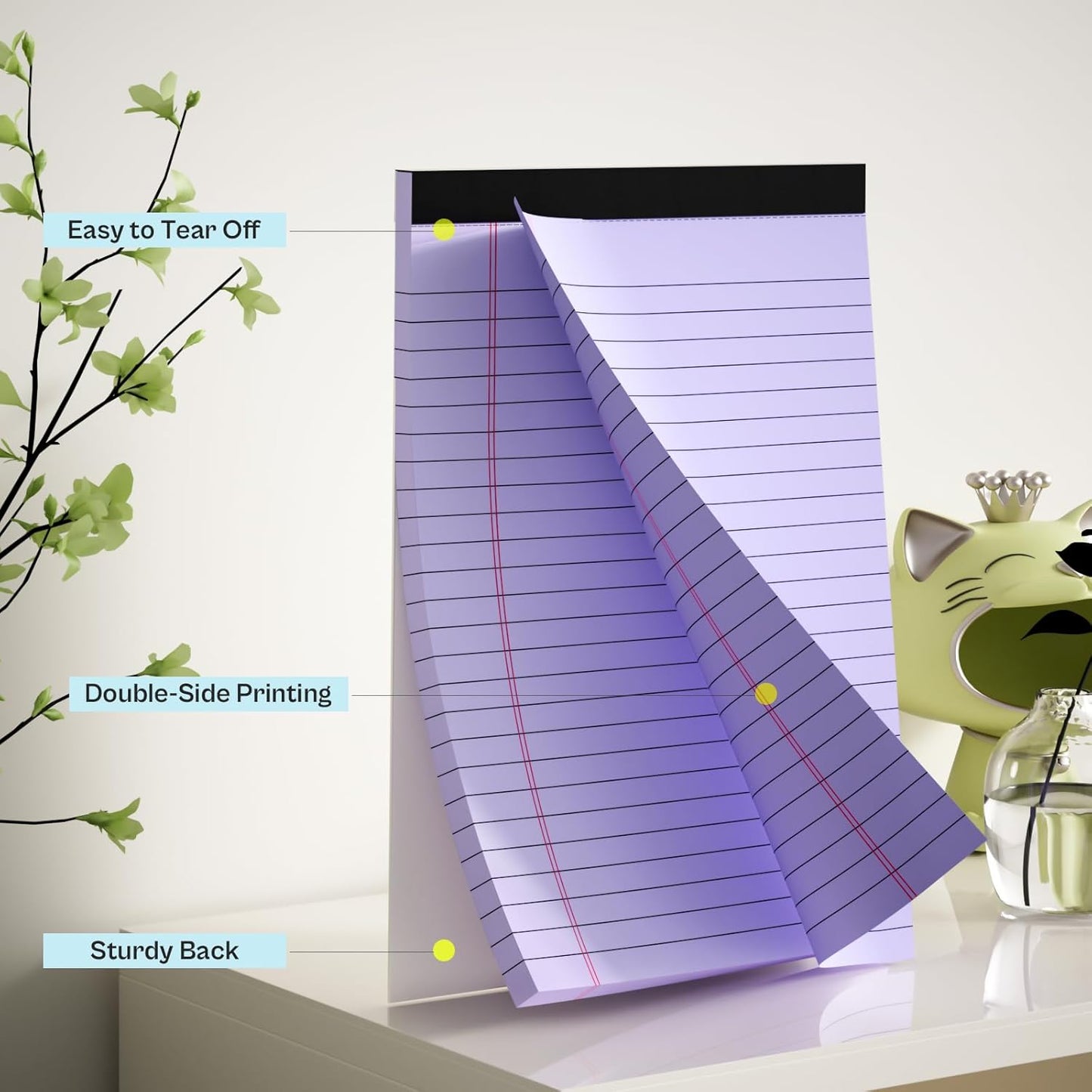 360 Sheets Purple Note Pads 5" x 8" Pack of 12 Small Legal Pads College Ruled Lined Paper with Micro-Perforated Writing Notebook 30 Sheets per Pad Small Notepad for School, Office & Home Supplies