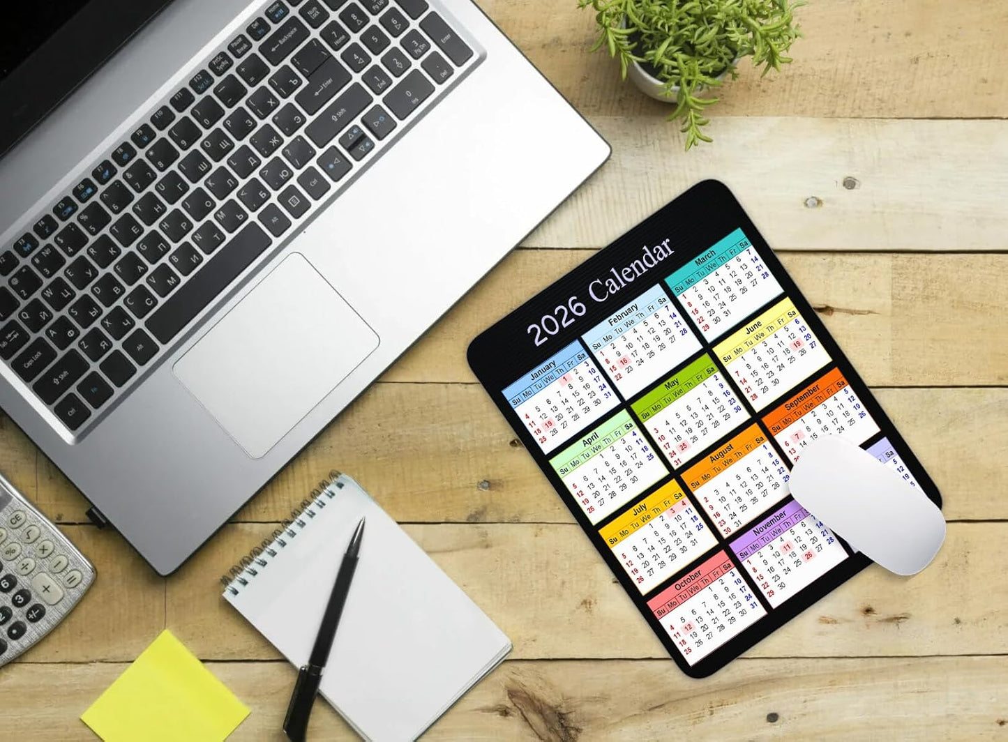 2026 Color Calendar Vertical EditionCalendar Mouse pad, Non-Slip Rubber Base Quality Creative Gaming Rectangle Personalized Desk Mouse Pad 9.5 inch x 7.9 inch