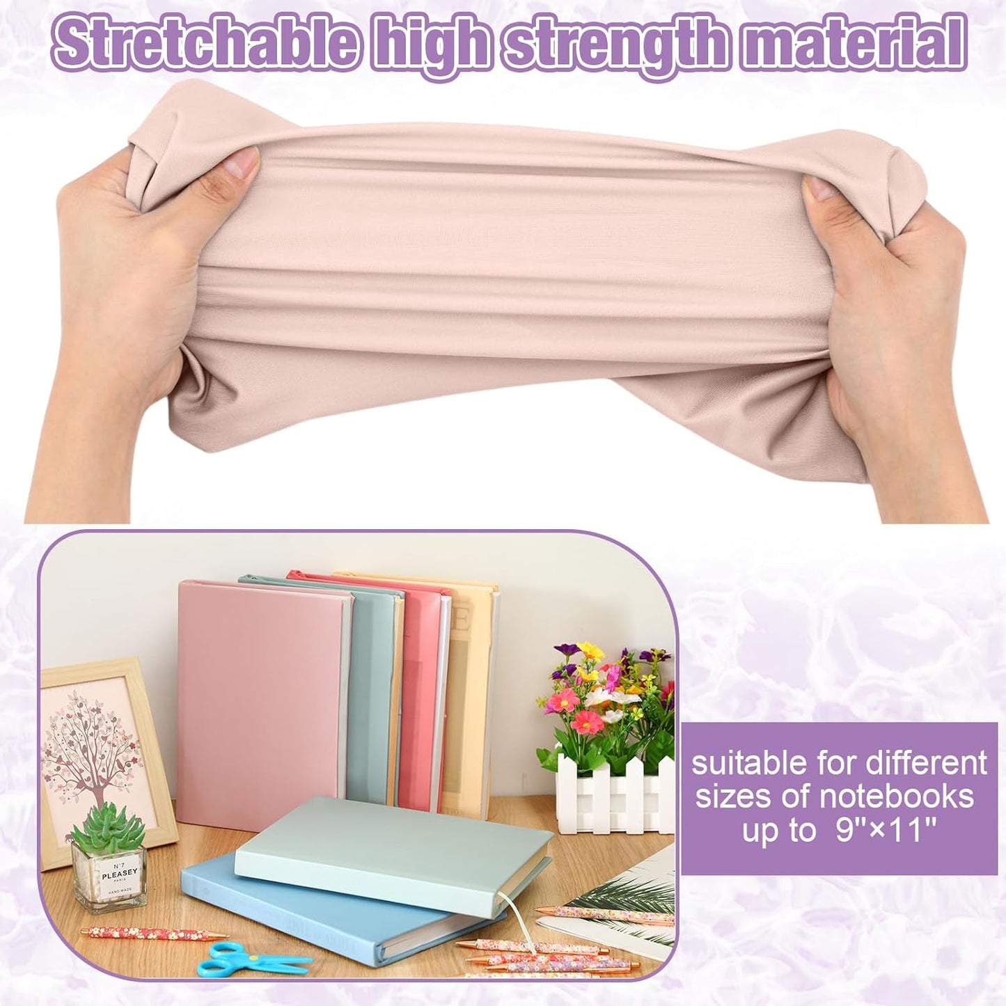 PerKoop 12 Pcs Jumbo Book Covers Stretchable Fabric School Book Protector Reusable Washable Cover Protector for Most Hardcover Textbooks (Vintage Color,9 x 11 Inch)